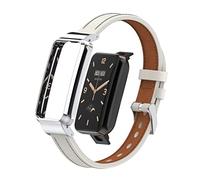 T-BLUER Compatible avec Xiaomi Mi Band 7 Pro Bracelets,Mi Smart Band 7pro Accessoires de Bracelet en Cuir de Remplacement avec Cadre en Métal pour Mi Band 7 Pro Intelligent Bracelet,Blanc