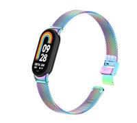 T-BLUER Compatible avec Xiaomi Mi Smart Band 8 Bracelet,Mi Band 8 bracelet de remplacement en acier inoxydable accessoires pour Xiaomi Smart Band 8 tracker d'activité Arc-en-ciel