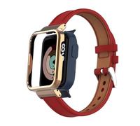 T-BLUER Compatible avec Xiaomi Mi Watch Lite/Redmi Watch Lite Bracelets,Accessoires de Bracelet en Cuir de Remplacement avec Cadre en Métal pour Redmi Watch Lite Fitness Tracker,Rouge