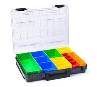 T-BOXX 320 - Boîte de rangement anthracite avec couvercle transparent - Avec set de boîtes d'insertion Bosch T3 - Grande boîte de rangement pour vis et petites pièces WFix