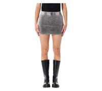T by Alexander Wang - Mid Rise Mini Skort w/ Embossed Logo - Femme - Jupes - Gris - Taille: 40 FR