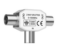T-Coupling Antenna Splitter, Antenna Coaxial Splitter 1 Male Input and 2 Female Outputs,T Type Connector Plug To RF Coax Antenna Adapter