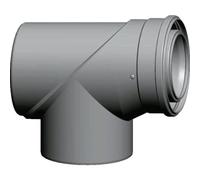 T de révision Wolf DN110/160 90Gr pour tuyau d'air/fumées, blanc, enfichable