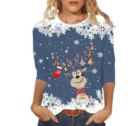 T décontractée à Manches Courtes et col Rond orné d'un imprimé Festif pour Les fêtes et Le Quotidien Version féminine Pratique et Tendance sur lequel Vous Pouvez Compter (Navy, XXXL)