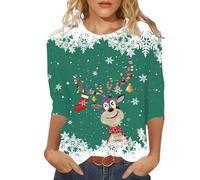 T décontractée à Manches Courtes et col Rond orné d'un imprimé Festif pour Les fêtes et Le Quotidien Version féminine Pratique et Tendance sur lequel Vous Pouvez Compter (Green, XXL)