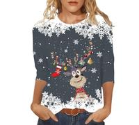 T décontractée à Manches Courtes et col Rond orné d'un imprimé Festif pour Les fêtes et Le Quotidien Version féminine Pratique et Tendance sur lequel Vous Pouvez Compter (Grey, S)