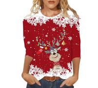 T décontractée à Manches Courtes et col Rond orné d'un imprimé Festif pour Les fêtes et Le Quotidien Version féminine Pratique et Tendance sur lequel Vous Pouvez Compter (Red, XXL)