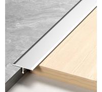 T En Bande De Transition Plancher(2 PCS X 135CM) Pour Seuil Porte, Joint Sol Stratifié, Bandes Imperméables Bordure Carrelage Couvrant Les Espaces(Argent,2pcs*135 * 2cm)