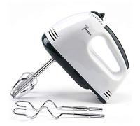 T&F Mixer Batteur électrique avec 2 crochets pétrisseurs et 2 fouets, 150 W, 7 vitesses, blanc, pour gâteaux et pain, pâtisserie, œufs, fouet, crème