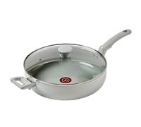 T-fal Ceramic Refresh - Grande cuisinière antiadhésive en céramique de 5 litres, passe au four à griller 350 °C, batterie de cuisine, casseroles et poêles, gris lune