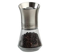T&G CrushGrind Moulin à Poivre/Poivre avec Base en Verre, 12,5 cm, en Acier Inoxydable, entièrement réglable, en céramique, Grossier et Fin, Remplissage Facile
