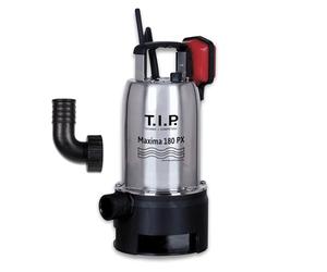 T.I.P. Maxima 180 SX Pompe Submersible Eaux Usées en Acier Inox, 500 W | Pompe de relevage, roue Vortex en Noryl, débit 10500 l/h, hauteur 7 m, interrupteur à flotteur, particules 2,5 cm.