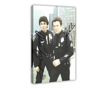 T.J. Hooker - Poster sur toile avec autographe William Shatmer Adrian Zmed pour décoration de salon, chambre à coucher, style cadre 50 x 75 cm