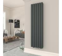 T&K Radiateur Eau Chaude 1600x462 mm Anthracite Plat Double Vertical Design Couche Montage Mural Salle de Bain Radiateur