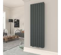 T&K Radiateur Eau Chaude 1600x539 mm Anthracite Plat Double Vertical Design Couche Montage Mural Salle de Bain Radiateur