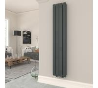 T&K Radiateur Eau Chaude 1800x308 mm Anthracite Plat Double Vertical Design Couche Montage Mural Salle de Bain Radiateur