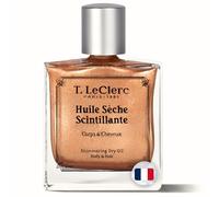 T.LeClerc - Huile Scintillante pour le Corps Visage & Cheveux - 50 ml - Huile Sèche Scintillante - Hydrate et Illumine - Fini Pailleté Non Gras - Huile Parfumée Fleur de Frangipanier - Vegan