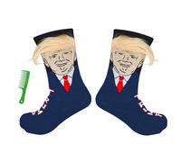 T Legend Chaussettes amusantes pour les supporters de Donald President Nouveauté Maga, Marchandises Président Unisexe, Donald Hair Bleu, 7-14