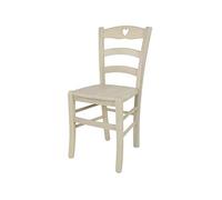 t m c s Tommychairs - Chaise Cuore pour Cuisine, Bar et Salle à Manger, Robuste Structure en Bois de hêtre peindré en Couleur Aniline Blanche et Assise en Bois