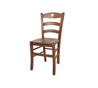 t m c s Tommychairs - Chaise Cuore pour Cuisine, Bar et Salle à Manger, Robuste Structure en Bois de hêtre peindré en Couleur Noyer Clair et Assise en Bois