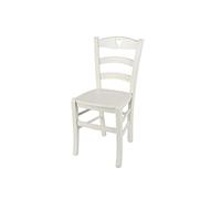 t m c s Tommychairs - Chaise Cuore pour Cuisine, Bar et Salle à Manger, Robuste Structure en Bois de hêtre peindré en Couleur Blanc Glace et Assise en Bois
