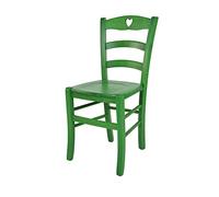t m c s Tommychairs - Chaise Cuore pour Cuisine, Bar et Salle à Manger, Robuste Structure en Bois de hêtre peindré en Couleur Aniline Verte et Assise en Bois