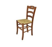 t m c s Tommychairs - Chaise Cuore pour Cuisine, Bar et Salle à Manger, Robuste Structure en Bois de hêtre peindré en Couleur Noyer Clair et Assise en Paille