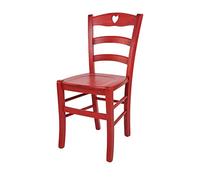 t m c s Tommychairs - Chaise Cuore pour Cuisine, Bar et Salle à Manger, Robuste Structure en Bois de hêtre peindré en Couleur Aniline Rouge et Assise en Bois
