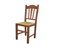 t m c s Tommychairs - Chaise Silvana pour Cuisine, Bar et Salle à Manger, Robuste Structure en Bois de hêtre peindré en Couleur Noyer Clair et Assise en Paille