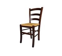t m c s Tommychairs - Chaise Venezia pour Cuisine, Bar et Salle à Manger, Robuste Structure en Bois de hêtre peindré en Couleur Noyer foncé et Assise en Paille