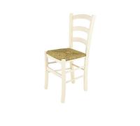 t m c s Tommychairs - Chaise Venice pour Cuisine, Bar et Salle à Manger, Robuste Structure en Bois de hêtre peindré en Couleur Aniline Blanche et Assise en Paille