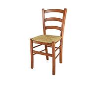 t m c s Tommychairs - Chaise Venice pour Cuisine, Bar et Salle à Manger, Robuste Structure en Bois de hêtre peindré en Couleur Cerisier et Assise en Paille