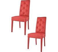 t m c s Tommychairs - Lot de 2 chaises modernes CHANTAL pour la cuisine et la salle à manger, structure robuste en bois de hêtre laqué couleur rouge, rembourrées et recouvertes de similicuir couleur r