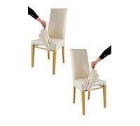 t m c s Tommychairs - Set 2 chaises avec Housse Amovible Jazz pour Cuisine et Salle à Manger, Structure en Bois de hêtre chêne, Assise et Dossier rembourrés et recouverts d'un Housse en Tissu Ivoire