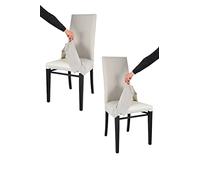 t m c s Tommychairs - Set 2 chaises avec Housse Amovible Jazz pour Cuisine, Structure en Bois de hêtre Aniline Noir, Assise et Dossier rembourrés et recouverts avec Housse en Tissu Blanc d'huître