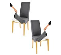 t m c s Tommychairs - Set 2 chaises avec Housse Amovible Jazz pour Cuisine, Structure en Bois de hêtre chêne Assise et Dossier rembourrés et recouverts avec Housse en Tissu Gris foncé