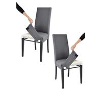t m c s Tommychairs - Set 2 chaises avec Housse Amovible Jazz pour Cuisine, Structure en Bois de hêtre Aniline Noire Assise et Dossier rembourrés et recouverts avec Housse en Tissu Gris foncé