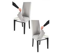 t m c s Tommychairs - Set 2 chaises avec Housse Amovible Jazz pour Cuisine, Structure en Bois de hêtre Aniline Noir, Assise et Dossier rembourrés et recouverts avec Housse en Tissu Gris Perle