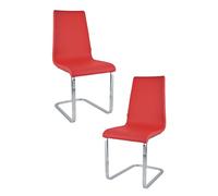 t m c s Tommychairs - Set 2 Chaises Cantilever Berlin avec Pieds en Acier chromé à Haute résistance et Assise en Bois Multicouche, rembourrée et revêtue en Cuir Artificial Rouge