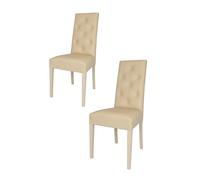 t m c s Tommychairs - Set 2 chaises Chantal pour Cuisine et Salle à Manger, Structure en Bois de hêtre peindré en Sable, Assise et Dossier rembourrés et revêtus en Cuir Artificiel Sable avec Boutons