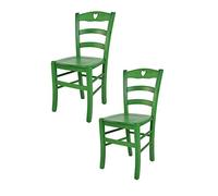 t m c s Tommychairs - Set 2 chaises Cuore pour Cuisine, Bar et Salle à Manger, Robuste Structure en Bois de hêtre peindré en Couleur Aniline Verte et Assise en Bois