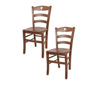 t m c s Tommychairs - Set 2 chaises Cuore pour Cuisine, Bar et Salle à Manger, Robuste Structure en Bois de hêtre peindré en Couleur Noyer Clair et Assise en Bois