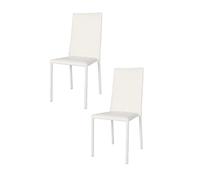 t m c s Tommychairs - Set 2 Chaises empilables modèle Julia pour Cuisine, Bar et Salle à Manger, Structure en Acier, Assise et Dossier rembourrées et revêtus en Simili Cuir Blanc