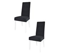 t m c s Tommychairs - Set 2 chaises Nicole pour Cuisine et Salle à Manger, Structure en Bois de hêtre peindré en Blanc, Assise et Dossier rembourrés et revêtus en Velour Noir avec Boutons