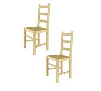 t m c s Tommychairs - Set 2 chaises Rustica pour Cuisine, Bar et Salle à Manger, Robuste Structure en Bois de hêtre Poli, Non traité, 100% Naturel et Assise en Paille