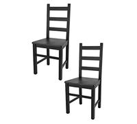 t m c s Tommychairs - Set 2 chaises Rustica pour Cuisine, Bar et Salle à Manger, Robuste Structure en Bois de hêtre peindré en Couleur Aniline Noir et Assise en Bois