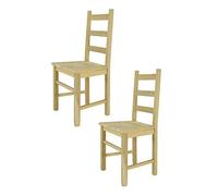 t m c s Tommychairs - Set 2 chaises Rustica pour Cuisine, Bar et Salle à Manger, Robuste Structure en Bois de hêtre Poli, Non traité, 100% Naturel et Assise en Bois