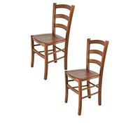 t m c s Tommychairs - Set 2 chaises Venice pour Cuisine, Bar et Salle à Manger, Robuste Structure en Bois de hêtre peindré en Couleur Noyer Clair et Assise en Bois