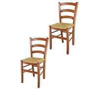 t m c s Tommychairs - Set 2 chaises Venice pour Cuisine, Bar et Salle à Manger, Robuste Structure en Bois de hêtre peindré en Couleur Cerisier et Assise en Paille