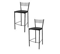 t m c s Tommychairs - Set 2 tabourets Elegance pour Cuisine, Bar et Salle à Manger, Robuste Structure en Acier peindré en Couleur Noir et Assise rembourrée et revêtue en Cuir Artificiel Couleur Noir